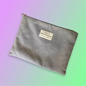 Large Cotton Grey Canvas Makeup/Pencil Pouch with Zipper